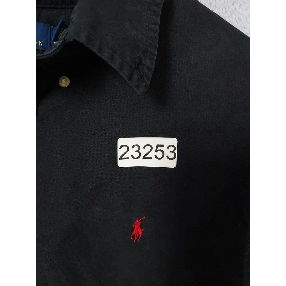 Polo Ralph Lauren Shirt Men XL Classic Short Sleeve Button Down Black Red Pony